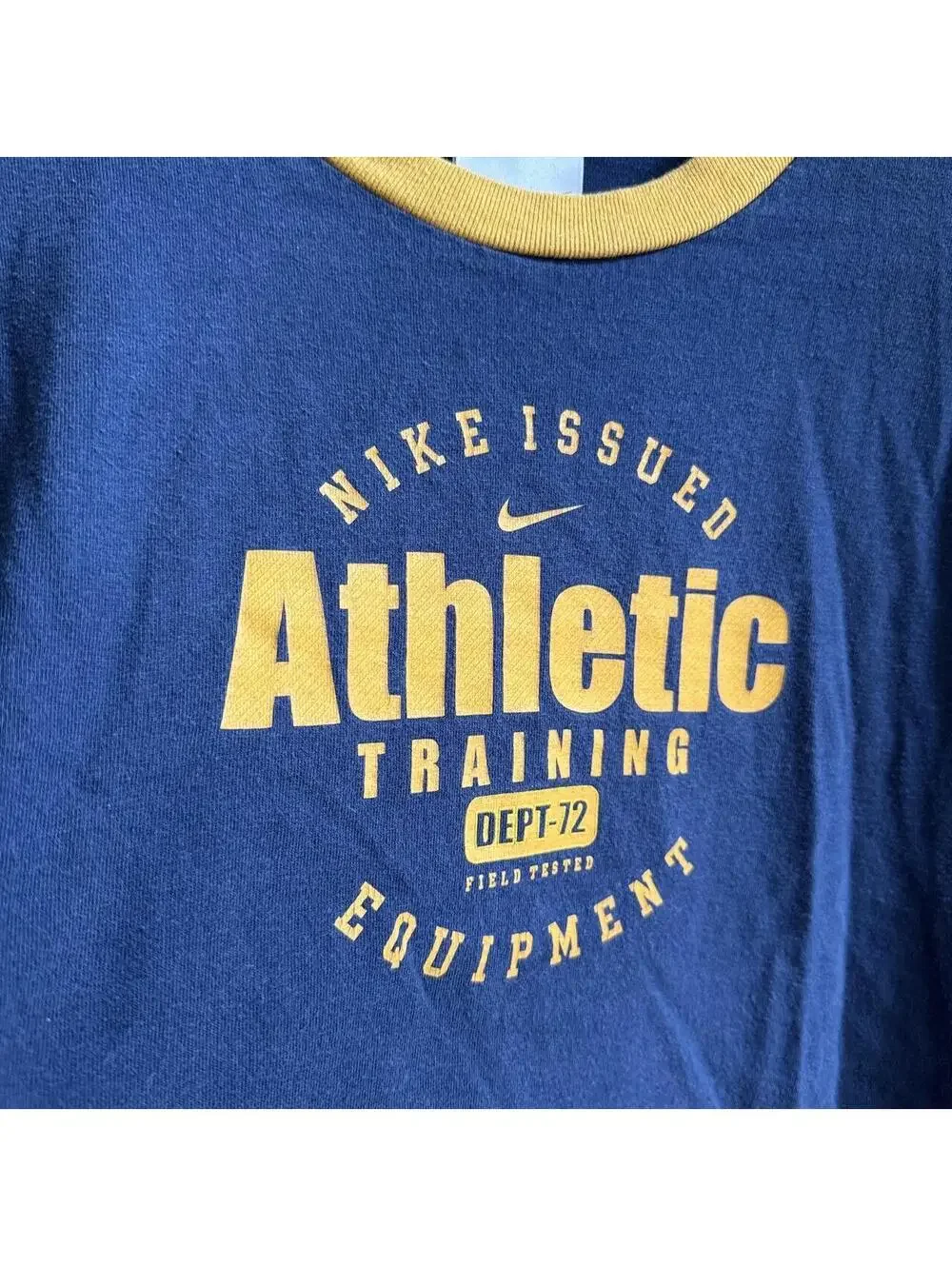 💙 Y2K Nike Athletic Training Ringer Tee Navy Yellow Baby Tee